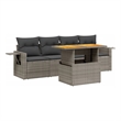 vidaXL 5 Piece Solid Acacia Wood Medium Sofa Set in Beige