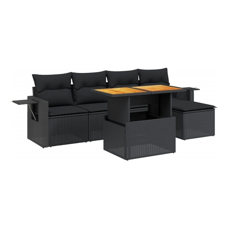 vidaXL 6 Piece Steel Sofa Set in Black