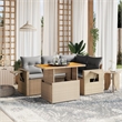 vidaXL 5 Piece Solid Acacia Wood Sofa Set in Beige