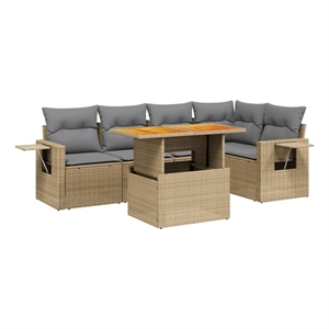 vidaXL 6 Piece Steel Sofa Set in Beige