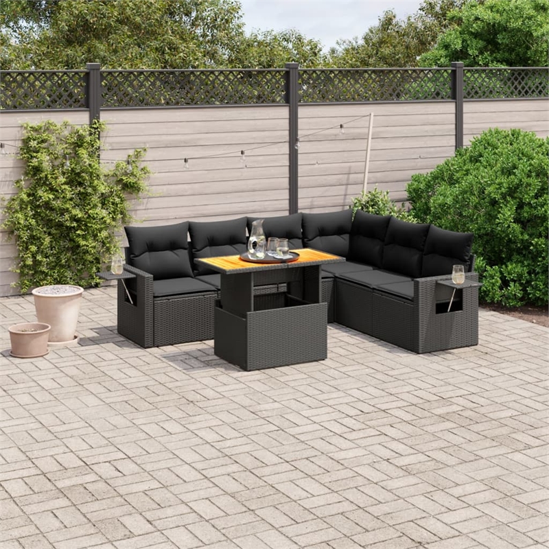 vidaXL 7 Piece Sofa Set in Black