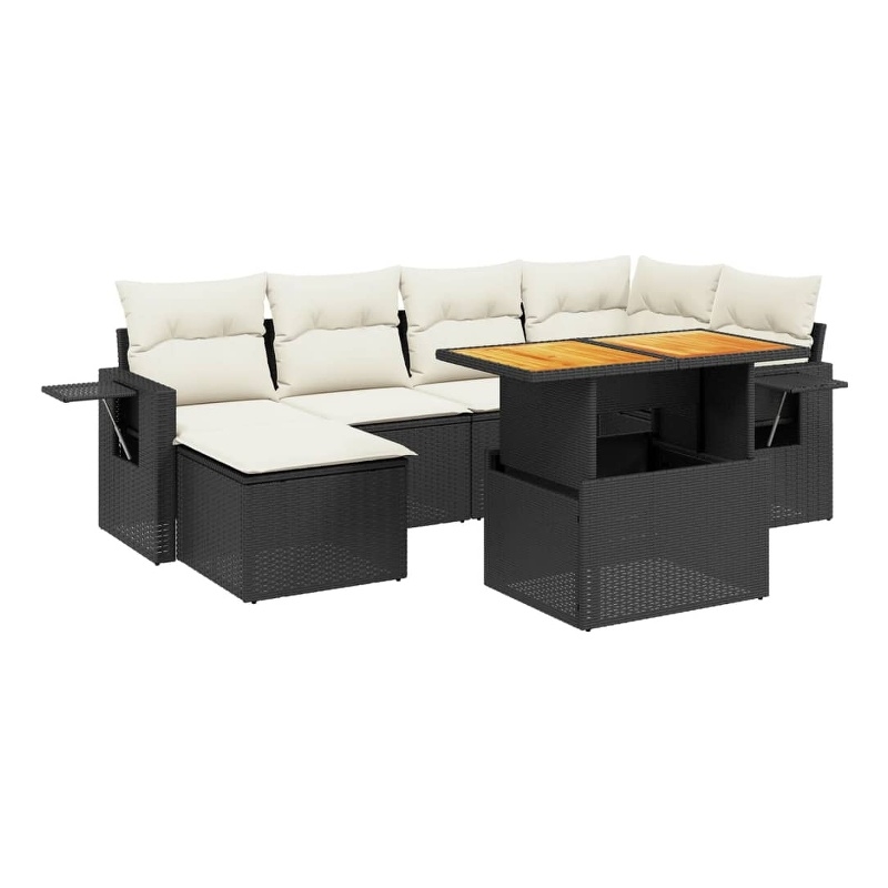 vidaXL 7 Piece Sofa Set in Black/Cream