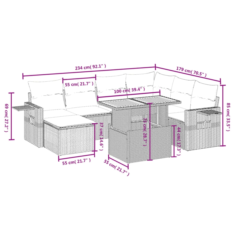 vidaXL 8 Piece Sofa Set in Gray