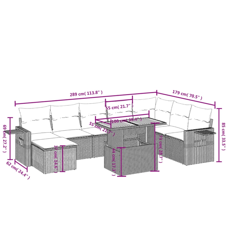 vidaXL 9 Piece Sofa Set in Black/White/Cream