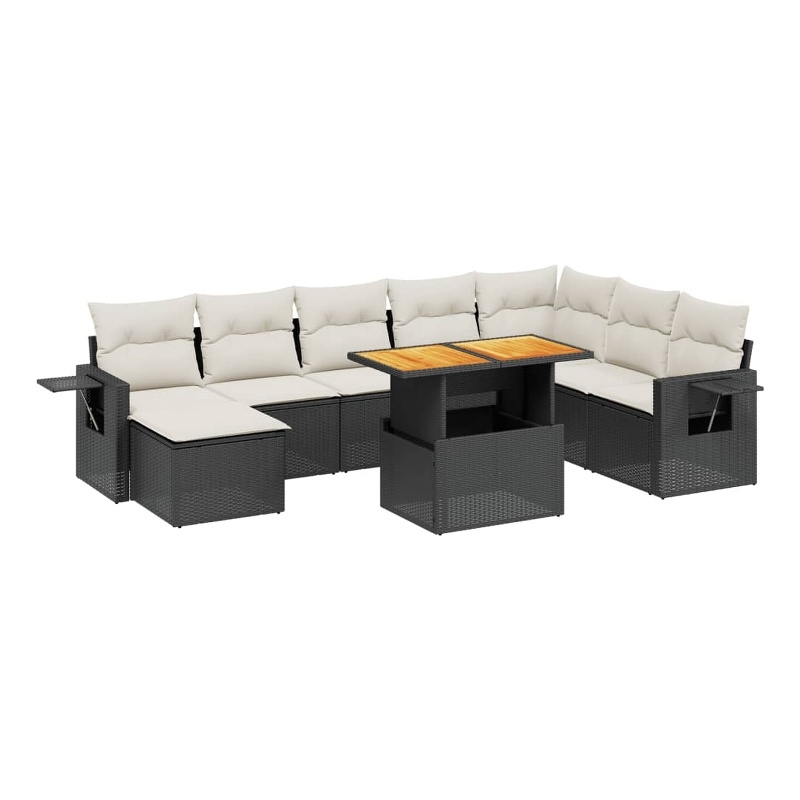vidaXL 9 Piece Sofa Set in Black/White/Cream