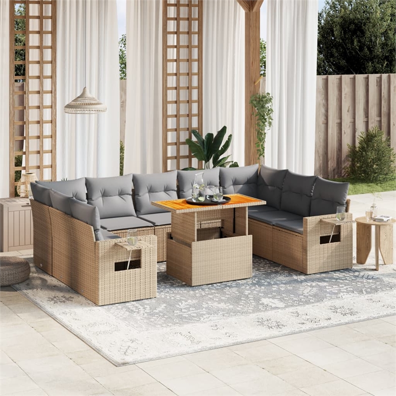 vidaXL 10 Piece Sofa Set in Beige