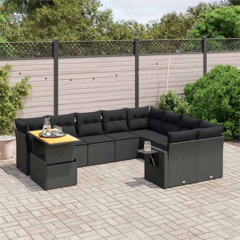 vidaXL 10 Piece Steel Sofa Set in Black