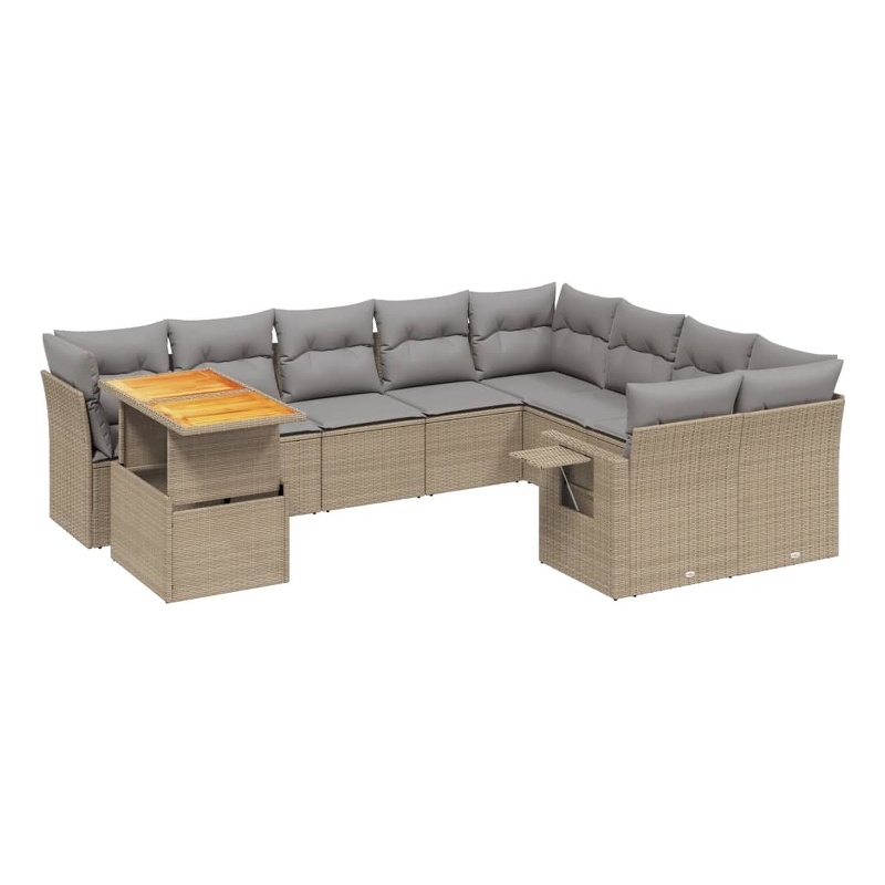 vidaXL 10 Piece Steel Sofa Set in Beige