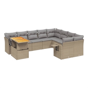 vidaXL 10 Piece Steel Sofa Set in Beige