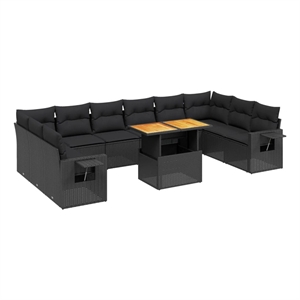 vidaXL 11 Piece Poly Rattan Sofa Set in Black