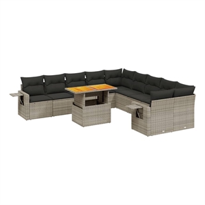 vidaXL 11 Piece Poly Rattan Sofa Set in Gray