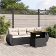 vidaXL 5 Piece Steel Sofa Set in Black/White/Cream