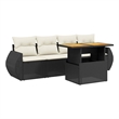 vidaXL 5 Piece Steel Sofa Set in Black/White/Cream