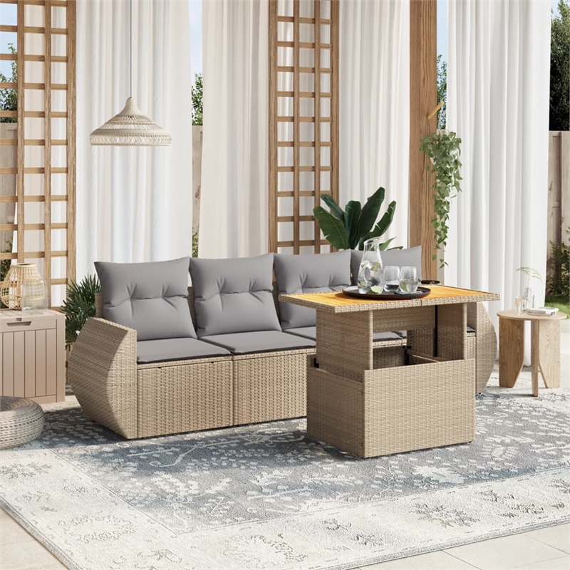 vidaXL 5 Piece Sofa Set in Gray/Beige