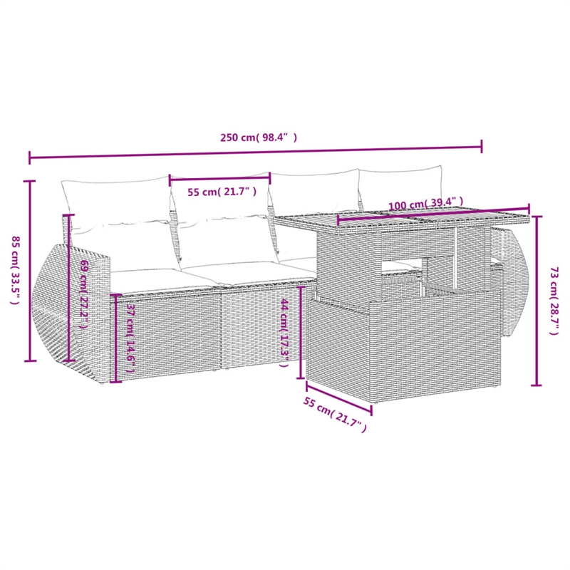 vidaXL 5 Piece Sofa Set in Gray/Beige