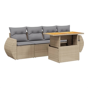 vidaXL 5 Piece Sofa Set in Gray/Beige