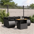 vidaXL 7 Piece Poly Rattan Sofa Set in Black