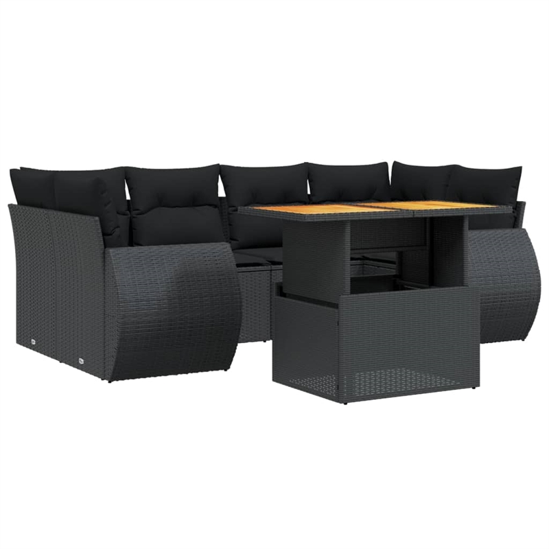 vidaXL 7 Piece Poly Rattan Sofa Set in Black
