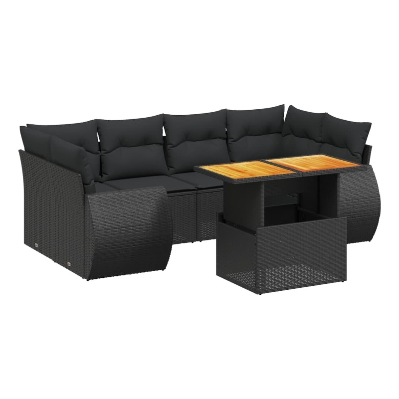 vidaXL 7 Piece Poly Rattan Sofa Set in Black