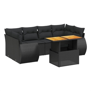 vidaXL 7 Piece Poly Rattan Sofa Set in Black