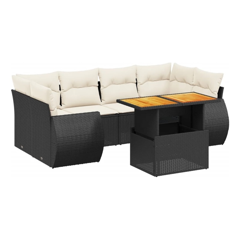 vidaXL 7 Piece Steel Sofa Set in Black/White/Cream