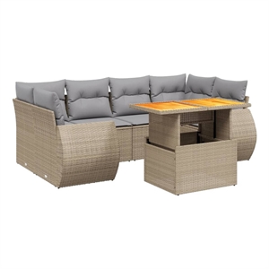 vidaXL 7 Piece Steel Large Sofa Set in Beige