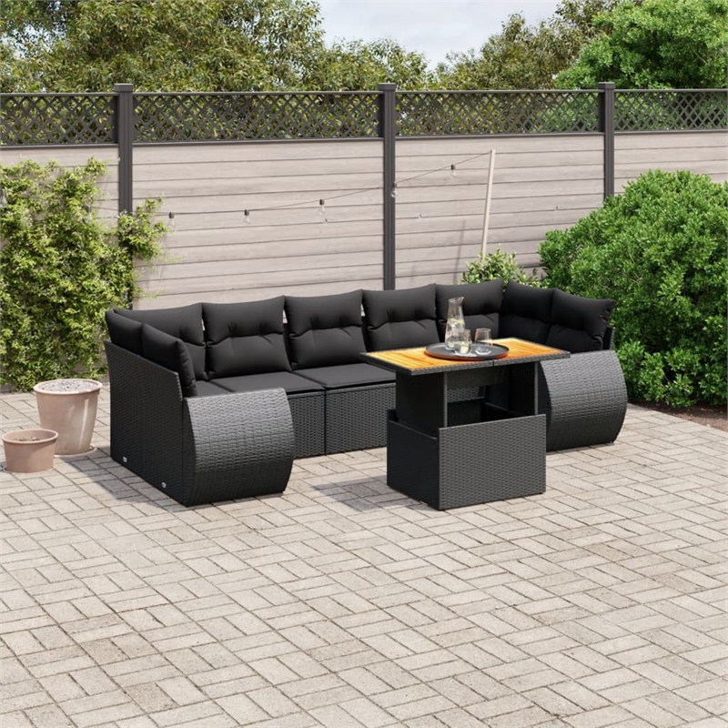 vidaXL Poly Rattan Sofa Set in Black