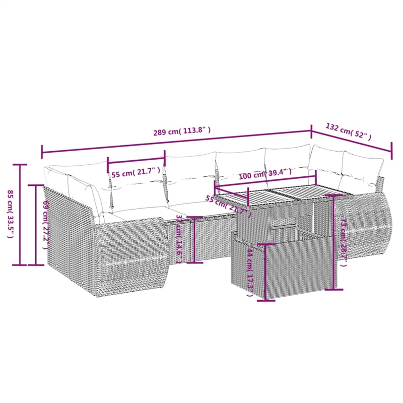 vidaXL Poly Rattan Sofa Set in Black