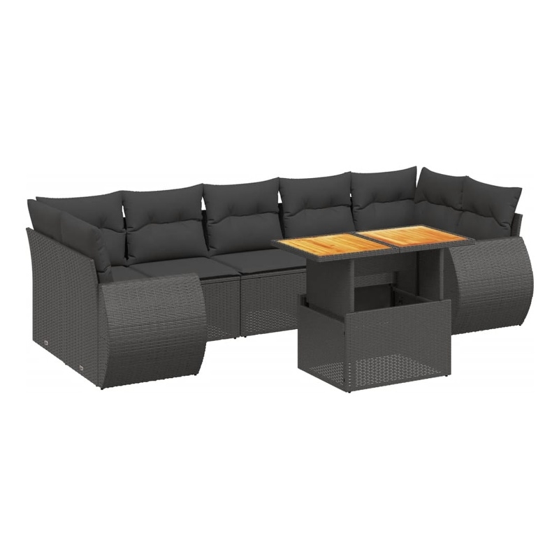 vidaXL Poly Rattan Sofa Set in Black