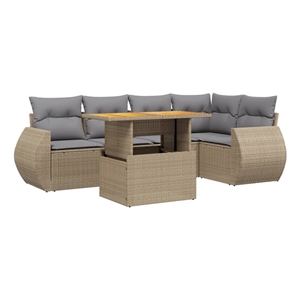 vidaXL 6 Piece Poly Rattan Sofa Set in Beige