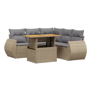 vidaXL Steel Sofa Set in Gray/Beige