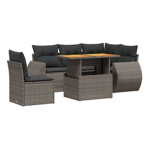 vidaXL 6 Piece Poly Rattan Sofa Set in Gray