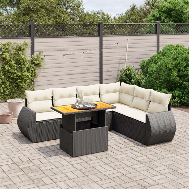 vidaXL 7 Piece Poly Rattan Sofa Set