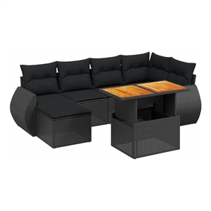 vidaXL 7 Piece Poly Rattan Sofa Set in Black