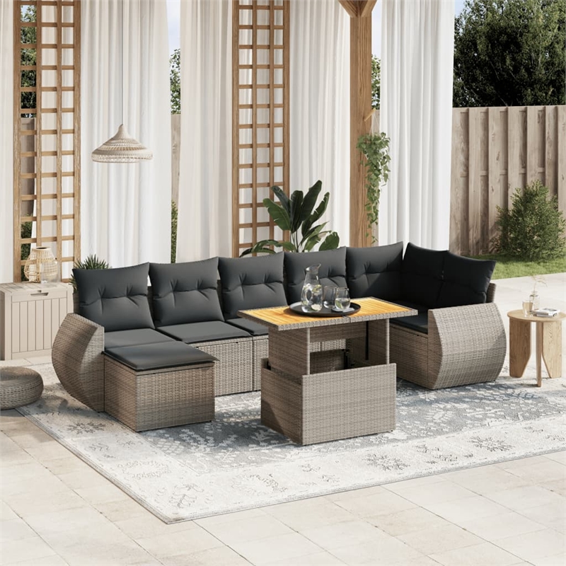 vidaXL 8 Piece Steel Sofa Set in Gray