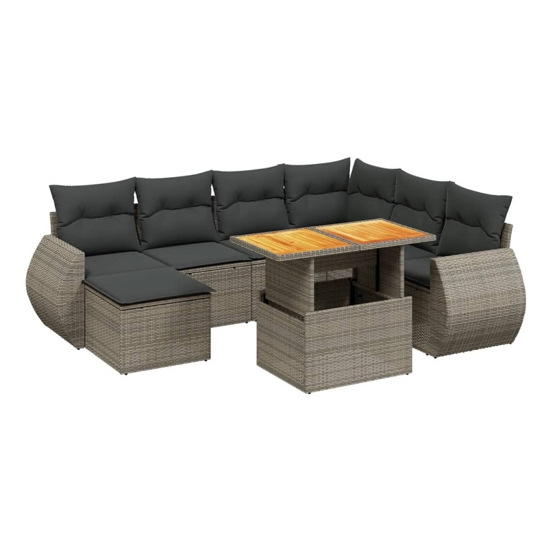 vidaXL 8 Piece Solid Acacia Wood Sofa Set in Gray
