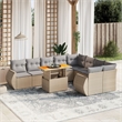 vidaXL 10 Piece Poly Rattan Sofa Set in Beige