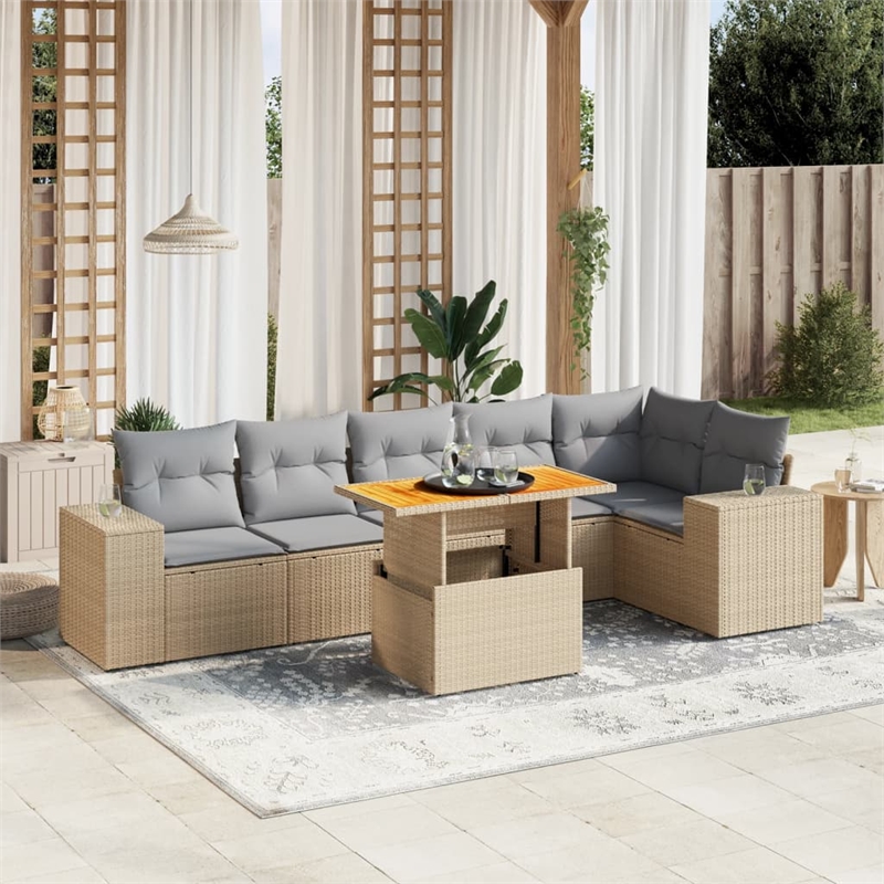 vidaXL 7 Piece Sofa Set in Beige