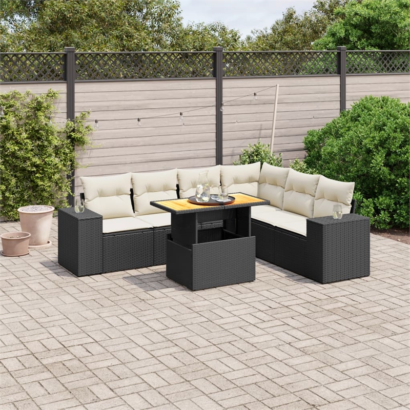 vidaXL 7 Piece Sofa Set in Black/White/Cream
