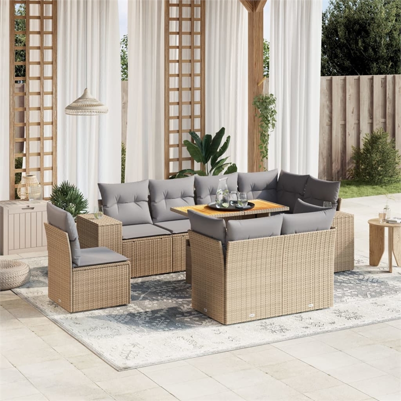 vidaXL 9 Piece Sofa Set in Gray/Beige