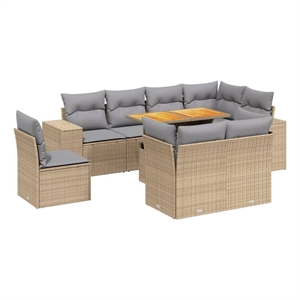 vidaXL 9 Piece Sofa Set in Gray/Beige