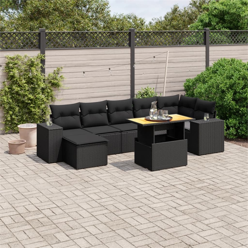 vidaXL 8 Piece Poly Rattan Sofa Set in Black