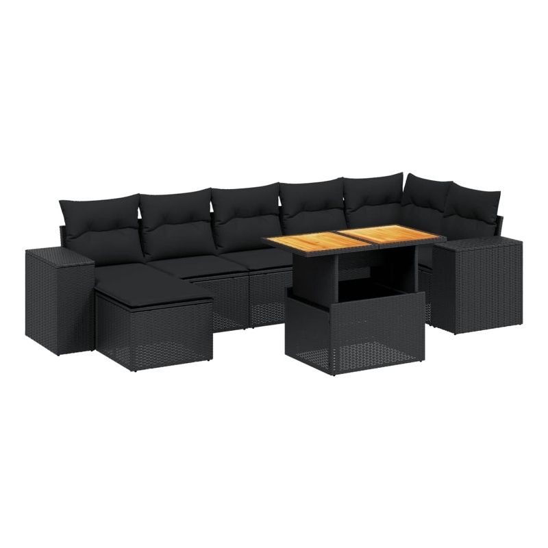 vidaXL 8 Piece Poly Rattan Sofa Set in Black
