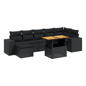 vidaXL 8 Piece Poly Rattan Sofa Set in Black