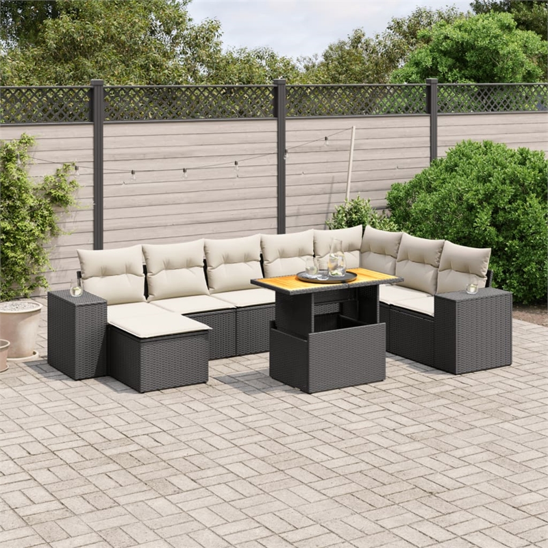 vidaXL 9 Piece Sofa Set in Black/White/Cream