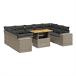 vidaXL 10 Piece Solid Acacia Wood Sofa Set in Gray