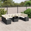 vidaXL 11 Piece Steel Sofa Set in Black/Cream