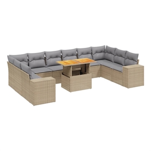 vidaXL 11 Piece Sofa Set in Gray/Beige