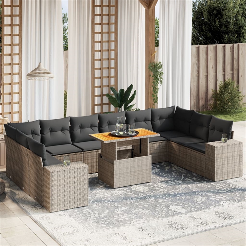 vidaXL 11 Piece Large Sofa Set in Gray
