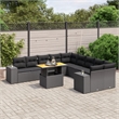 vidaXL Solid Acacia Wood Small Sofa Set in Black